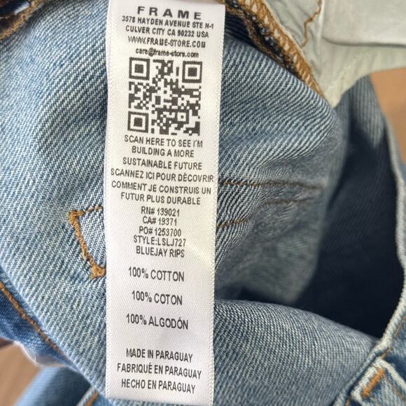 Frame Denim Le Slouch Distressed High Waist Straight Leg Jeans Denim Button Fly - Picture 10 of 14